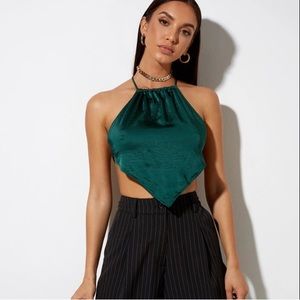 Motel Rocks Spence Top in Satin Forest Green XS